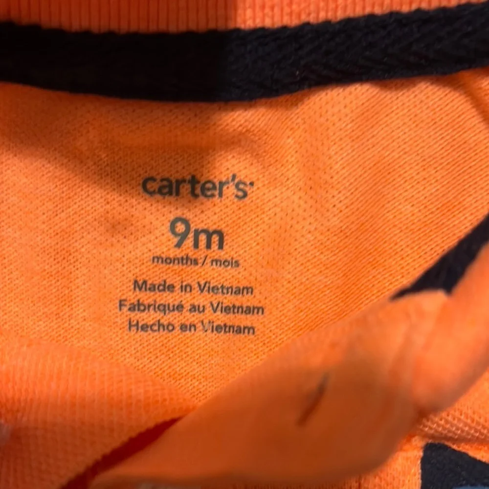 Carter's Orange Baby Romper with Navy Trim (AB1)